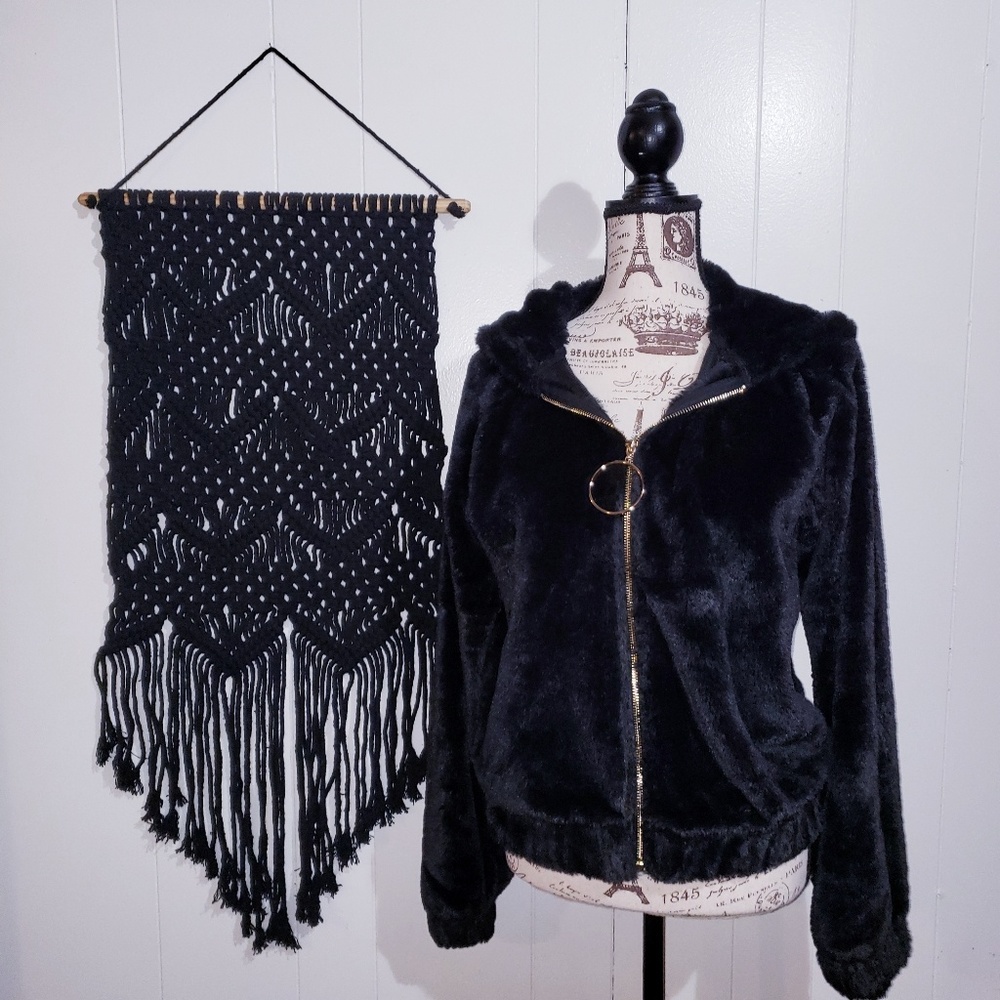 NWOT Black Fuzzy Hoodie